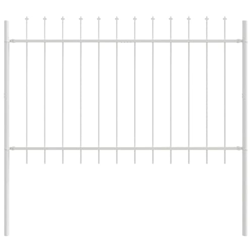 Image of vidaXL Garden Fence Woerden White 1.7 x 1.2 m Powder-Coated Steel, Garden and Terrace, Durable Rectangular Panel, Outdoor Fence Partition, Boundary Guard, Wave Section Design