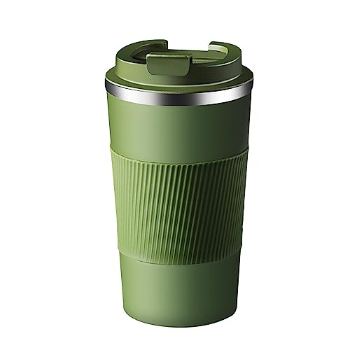 タンブラー サーモス タンブラー タンブラー 蓋付き ステンレスタンブラー コーヒーカップ マグカップ 保温保冷 タンブラー 二重構造 真空断熱 ステンレス製 蓋付き 持ち運び 直飲み 男性 女性 学生 プレゼントに (510ml,グリーン)