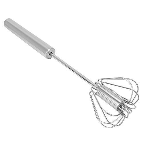 10.2" Stainless Steel Rotary Whisk, Push-Down Whisk For Frothing Milk, Beats Eggs And Mixes Hot Beverages, Dishwasher Safe(Steel Color) #TOP28