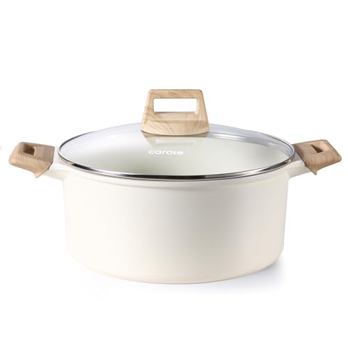 CAROTE 6 Qt Nonstick Stock Pot with Lid Soup Pot, 6 Quart Casserole with Lid, Easy to Clean Non...