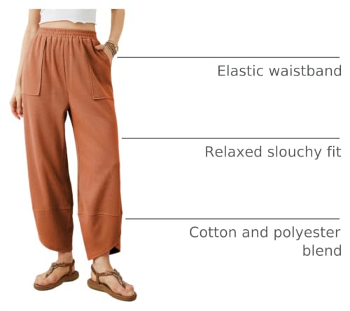Image of Xiaoxuemeng Womens Baggy Wide Leg Pants Casual Elastic Waisted Palazzo Harem Pants with Pockets