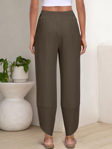 Image of ANRABESS Womens Wide Leg Palazzo Capri Pants 2026 Summer Casual High Waisted Barrel Lounge Flowy Cropped Beach Work Trousers