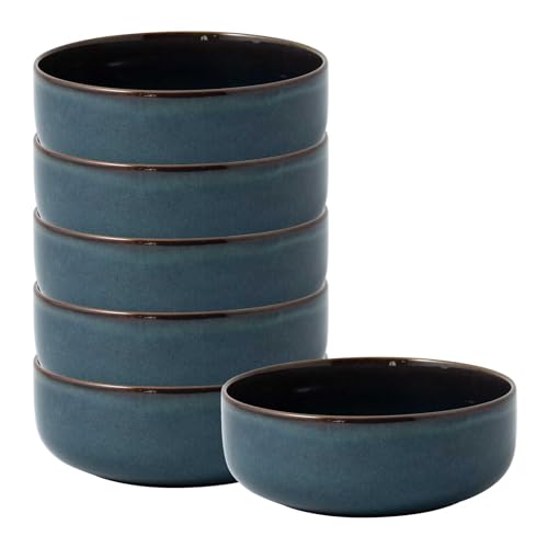 Villeroy & Boch like. by Crafted Denim Bol 6er Set, 16 cm, Müslischale mit Reaktivglasur, Premium Porzellan, Blau, 19-5168-1900