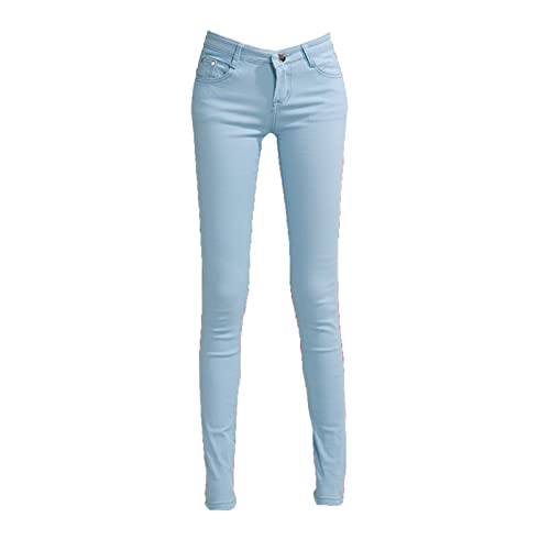 Mid Rise Skinny Jeans for Women Classic Stretch Slim Fit Denim Pants Casual Colored Slimming Tapered Jean (Light Blue 1,28)