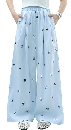 Happy Cherry Waisted Wide Leg Pants Girls Soft Elastic Lounge Sweatpants Travel