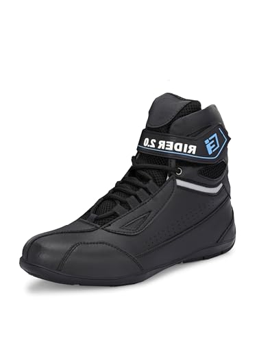 Image of Eego Italy Men's, Water Resistant Biker Boot /Motorcycle Riding Boot, Light Weight & Anti Slip Sole, Padded in Socks, 3M Reflectors, walkable with shin and Ankle Protection