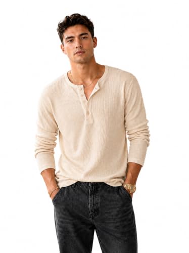 Image of NETCLICK Men's Textured Fabric Solid Half-Open Collar T-Shirt | Full Sleeve, Casual