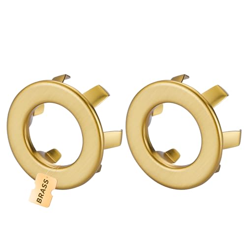 Sink Overflow Ring Brushed Gold: ARCORA 2 Pack Solid Brass Bathroom Vessel Sink Overflow Cover Basin Trim Ring Hole Insert Caps