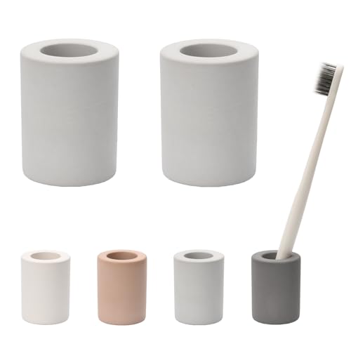 IRETION 歯ブラシスタンド 珪藻土 歯ブラシホルダー 歯ブラシ立て 歯ブラシ置き ノンアスベスト 吸水 速乾 防カビ おしゃれ Sサイズ 2個入り (ライトグレー)