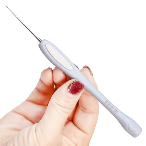 Image of SensePeak Hand Polished Stainless Crochet Hook 0.8mm Single, Chinese Traditional Design Ergonomic Stainless Steal Small Inline Pointy Crochet Hook for Arthritic Hands