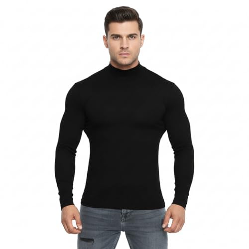 Image of CHKOKKO Men's Winter Wear Cotton High Neck Full Sleeves Regular Fit T-Shirt