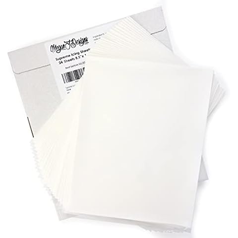 Supreme Icing Sheets 24 Pack Premium White Flexible Edible Frosting Printer Paper Cake Decoration 8.5" x 11" by MeganJDesigns Cover