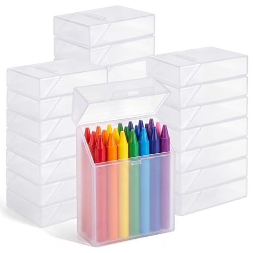 Image of Clabby 36 Pcs Clear Plastic Crayon Boxes Hold 24 Count, Clear | Organizer Box, Case, Colorful, Portable Storage Holder with Snap Lid, for Kids Boys Girls School Classroom Home Art Supply