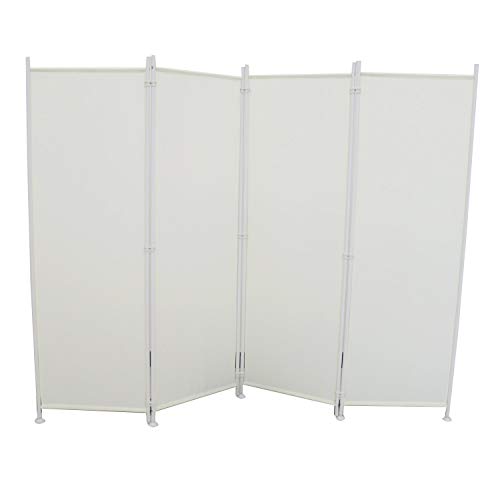LARS360 Paraventi Schermo Divisorio Paravento Parete Pieghevole Divisori per Ambienti, Pareti Divisorie, Uffici, Balcone Divisori per Privacy (Bianco, 4 Pannelli - 215x170cm)