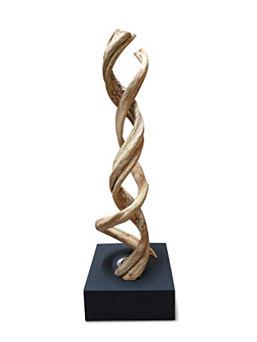 Lampadaire PAK BENG - 80 cm - En bois de liane avec éclairage LED indirect - Aspect bois flotté naturel pour le salon ou la chambre à coucher