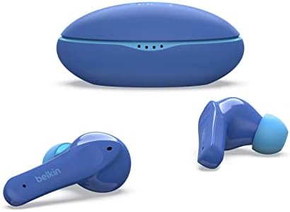 Belkin SOUNDFORM Nano, écouteurs enfants True Wireless, limite de 85 dB (protection auditive), apprentissage en ligne, école, certifié IPX5, 24 h de lecture pour iPhone, Galaxy, Pixel, etc.– Bleu