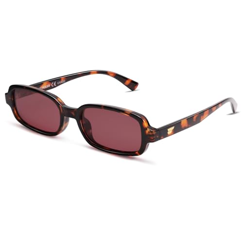 Image of VANLINKER Retro Rectangle Polarized Sunglasses for Women Men Small 90s Style Vintage Trendy Narrow Rectangular Frame VL9813