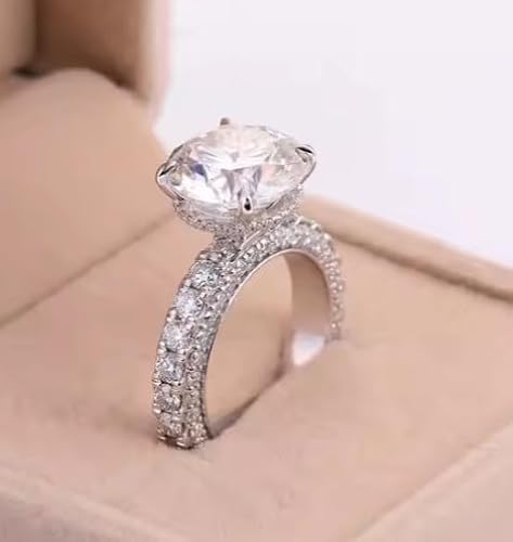 4 Cts Round Cut Diamond engagement ring,14 Kt Gold plated wedding Gift,full internity diamond ring,Round cut engagement ring,GIfted For Her.size 3-123