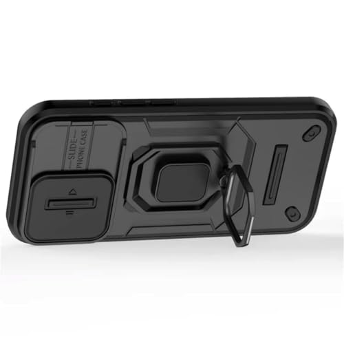 Image of SHINESTAR Tough Armor iPhone 16 Bumper Back Case Cover | Ring Holder & Sliding Camera Shield Cover | 360 Degree Protection Back Case Cover for iPhone 16 (Black)