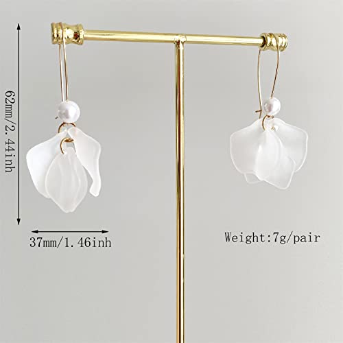 Boho Rose Petal Dangle Resin Earrings - Long Bohemian Drop Acrylic Tiered Flower Earrings - Statement Exaggerated Floral Tassel Earrings for Women2