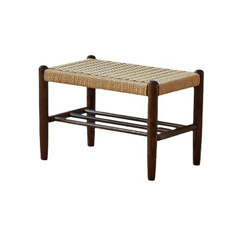 MYUYEE Solid Wood Shoe Bench Entryway With Durable Seat And Storage Shoe Rack For Hallway Living Room Porch Entrance Holds Up To 200Lbs Black 60Cm(Black-60Cm)