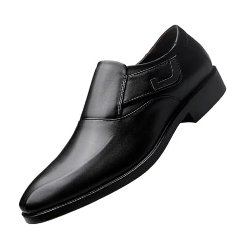 Versatile Men's Shoes, Large Size Leather Shoes, Men's Business Shoes, Slip-on Wedding Shoes Oxfords(Black,6.5)