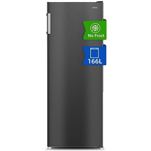 CHiQ Congélateur armoire avec une capacité de 166L, noir Acier inoxydable, portes réversibles, 42 db Noir, Classe énergétique E