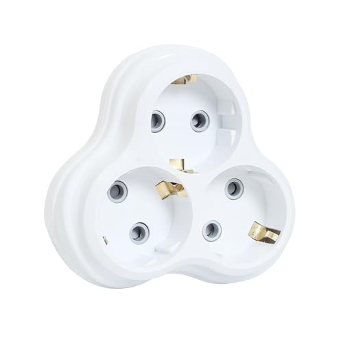 3'lü Golyat Fiş; Üçlü Topraklı Priz Duvar Tipi Çoklayıcı Fiş, 16A 250 V, Max 3600 W (Beyaz)