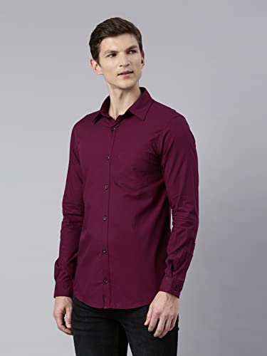 Image of THE SOUL PATROL Men's Casual Regular Fit Full Sleeve Premium Cotton Button-Down Shirt with Single Patch Pocket - Stylish, Classic, Comfortable, and Elegant for Everyday Wear