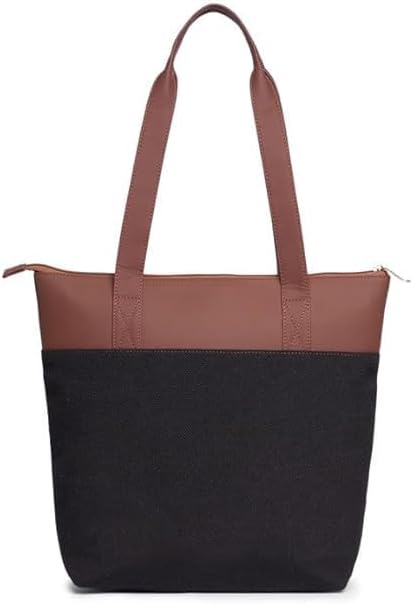 Women’s Printed Jute & Vegan Leather Tote Bag – Handcrafted Shoulder Handbag, Spacious Everyday Work Bag for Office, Travel & Daily Use