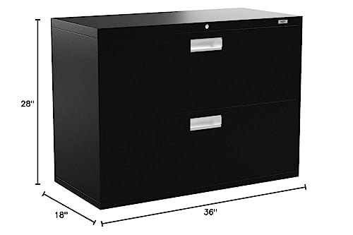 Hon 2-Drawer Filing Cabinet - 600 Series Lateral Legal Or Letter File Cabinet, Black (H682) #TOP6