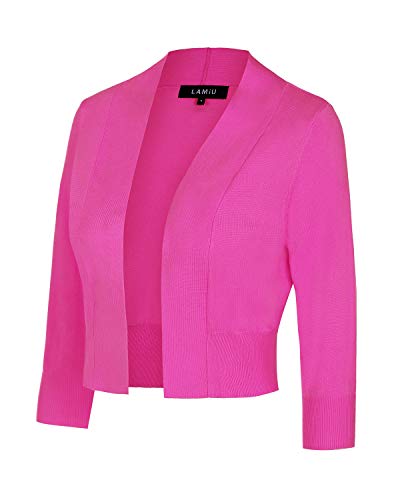 MINTLIMIT Women's Shrug Bolero Open Front 3/4 Sleeve Cropped Cardigan Sweater