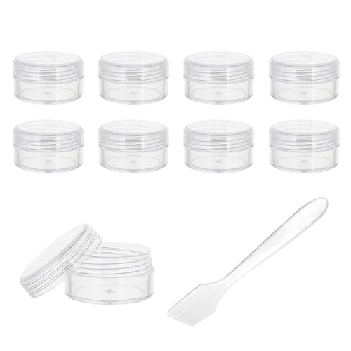 QEDBOJE 8 Pièces Petite Contenants Cosmétiques, Mini Pots D'échantillons de Voyage Ronds Clairs Vides, pour Crème, Échantillons, Poudre, Baume à Lèvres, Pot Voyage Cosmetique (10g5ml) (Transparent)