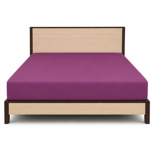 Image of 100% Waterproof Mattress Protector Double Size Bed 48x75 Inch, Non Woven Fabric Fitted Mattress Cover with Elastic, Waterproof Bed Protector, Hypoallergenic, 10 Inch Deep Pocket - Wine Purple