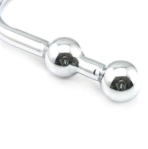 Bondage Masters Crochet de bondage double boules en acier anal/vaginal, Rope Master, argenté