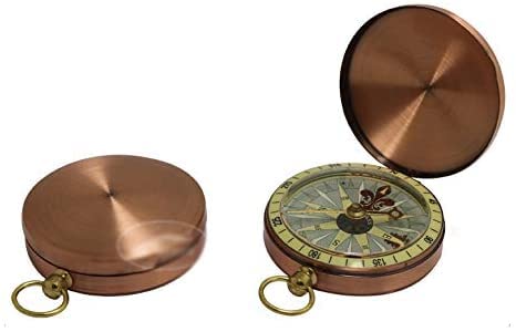 Brújula portátil Camping Senderismo brújula de Bolsillo navegación Bronce Concha Reloj de Bolsillo Cadena Colgante brújula multifunción