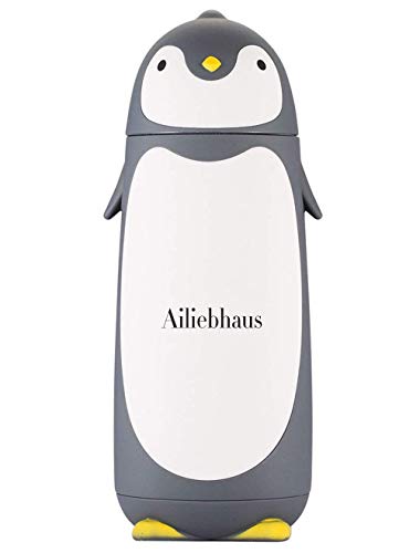 Ailiebhaus 280 ml de acero inoxidable vacío termoscopio frasco dulce pingüino taza (Gris)