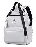 Kah&Kee Backpack Purse For Women Man Convertible Backpack Tote With Laptop Compartment 14 Inch Work Backpacks Waterproof Nurse Teacher Bag College Tote Daypack (Light Gray)