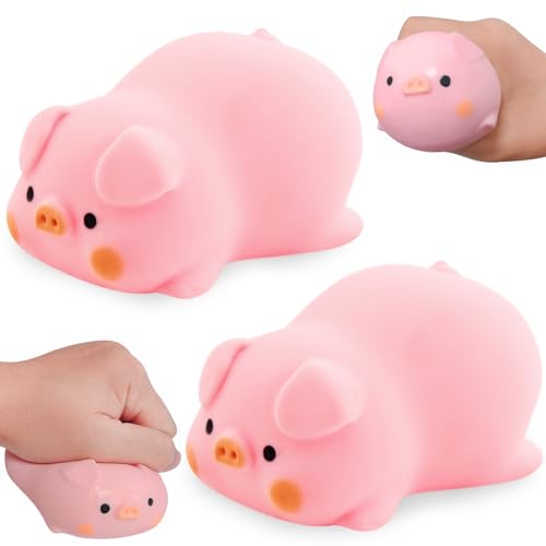 OPEIXSAYKOC Cerdo Antiestres 2 Pieza, Juguete para Apretar Cerdo, Juguetes Antiestres Squeeze, Cerdito Juguetes Antiestrés Sensoriales, Juguete Antiestres para Adultos y Niños, Pequeño