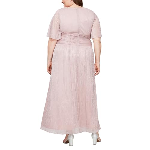 Image of S.L. Fashions Women's Long A-line Mother of The Bride Dress with Ruched Waist (Plus Size)