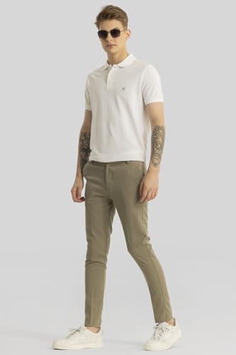 Image of SNITCH Yann Khaki Plain Slim Fit Trousers