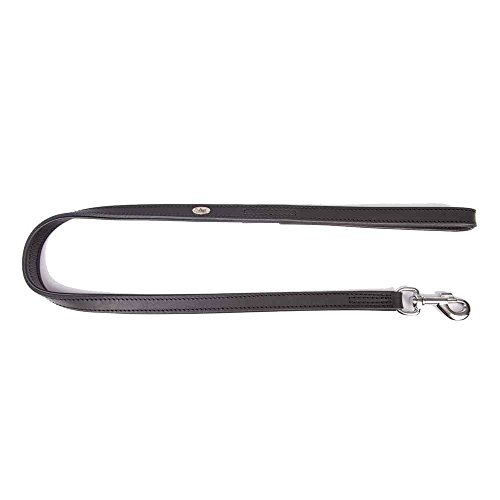 Dingo Black Leash for Dog Exclusive Leather Lead Handmade of Cattle Hide 11452, 18 mm x 100 cm
