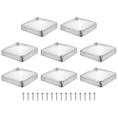 Tapones para postes de valla 101mm aluminio plateado sourcing map