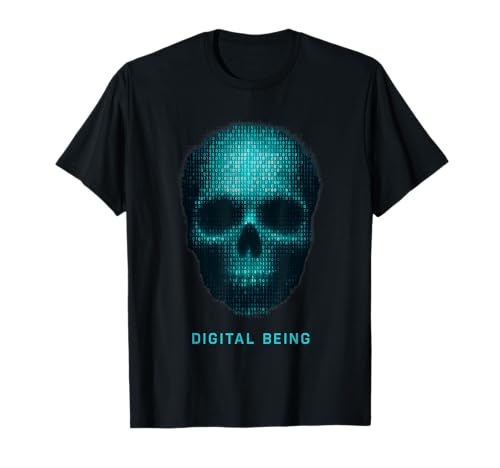 Digital Being Cyber punk Skull Binary Code Programmer Hacker T-Shirt