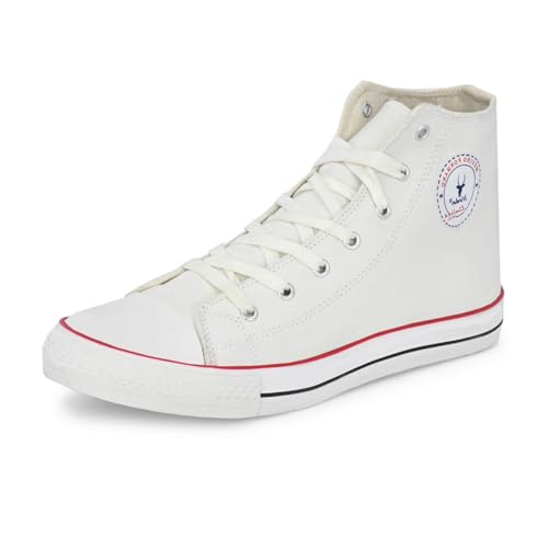 Image of Hirolas Men's Vulcanized Canvas Rubber Toe High Ankle Skateboard Sneakers Shoes.