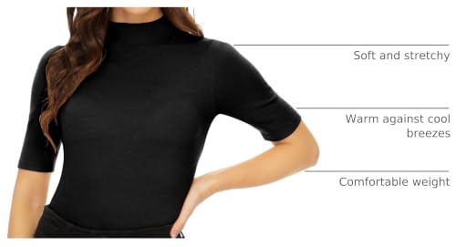 Image of Anbenser Women's Short Sleeve Mock Pullover Sweater Knit Jersey Top Slim Fit