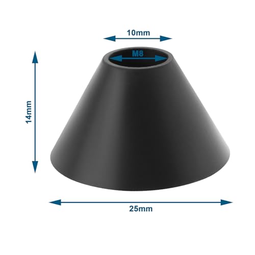 The Lord of the Tools 10 Stück M8 WC-Bolzen Gummi-Unterlegscheiben für WC-Sitz Scharnier Ersatz 25 mm x 10 mm x 14 mm WC-Tankschrauben konische Unterlegscheiben rutschfest schwarz