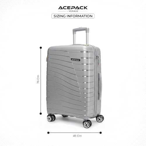 Image of ACEPACK by Verage - STARLINK Unbreakable Hard Side Polypropylene Luggage Large Check in 103L | Lightweight Suitcase Set with 360 Silent Spinner Wheels, Number Lock,Telescopic Handle & 3 Year Warranty