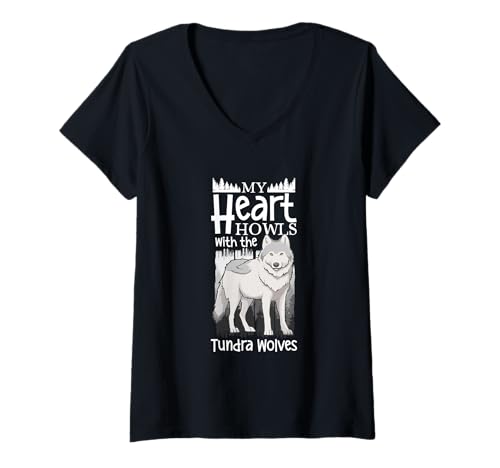 Image of Womens Howling of the Tundra Wolf V-Neck T-Shirt