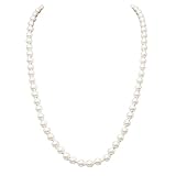 Rosemarie & Jubalee Women's Stunning Simulated Pearl Knotted Strand Necklace With Lobster Clasp (24'+3' Extender, Cream, 12mm)